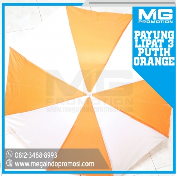 Payung Promosi Lipat 3 Putih Oranye